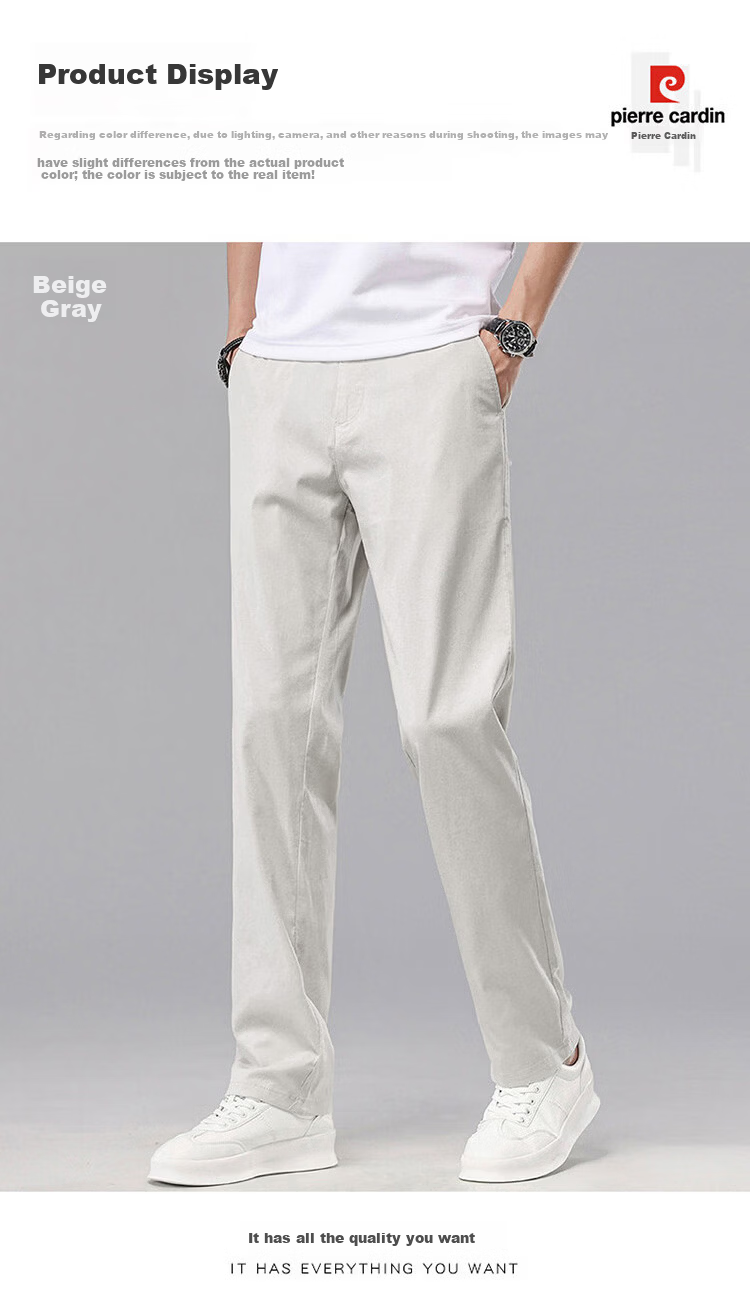Pierre Cardin Men's Summer Lightweight Casual Pants Linen Loose Straight Business High-End Trousers Beige Gray 29 10
