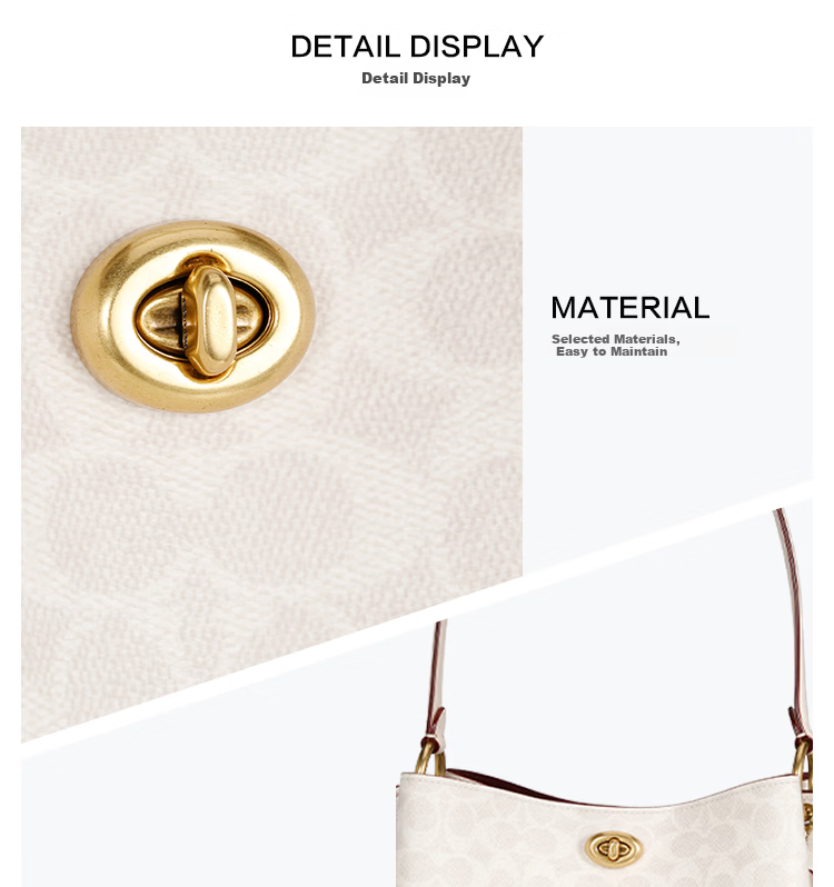 COACH CHARLIE Medium Bucket Bag in Off-White Classic Coated Canvas with Leather 89003 B4R7B 4