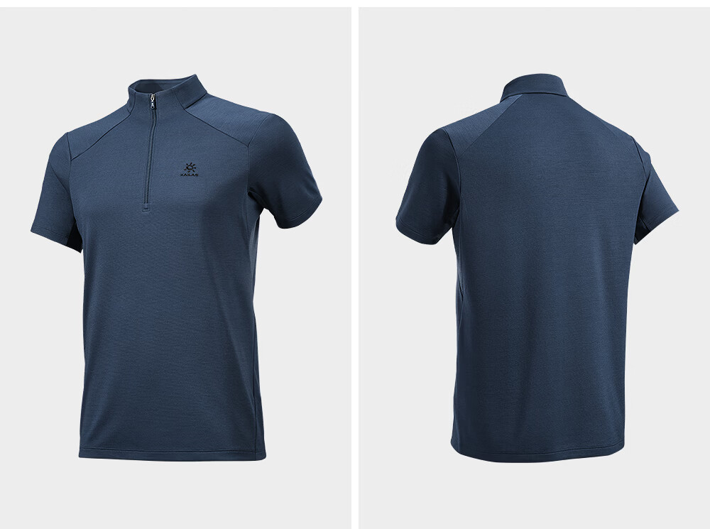KAILAS Kailas Men's Half-Zip Functional Short Sleeve T-Shirt Outdoor Hiking Breathable Spliced Wool High Collar Quick-Dry Shirt 6