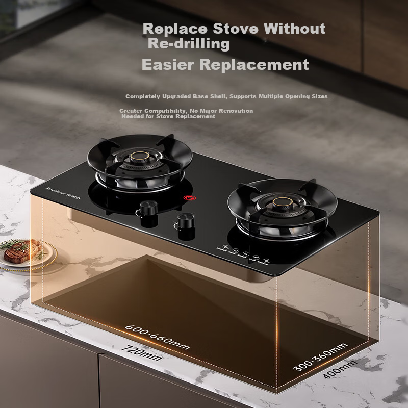 Royalstar Extraordinary Series Gas Stove Double Burner Household 5.2kW Natural Gas Built-in Desktop Stove First-Level Energy Efficiency 70% Thermal Efficiency JZT-S51B