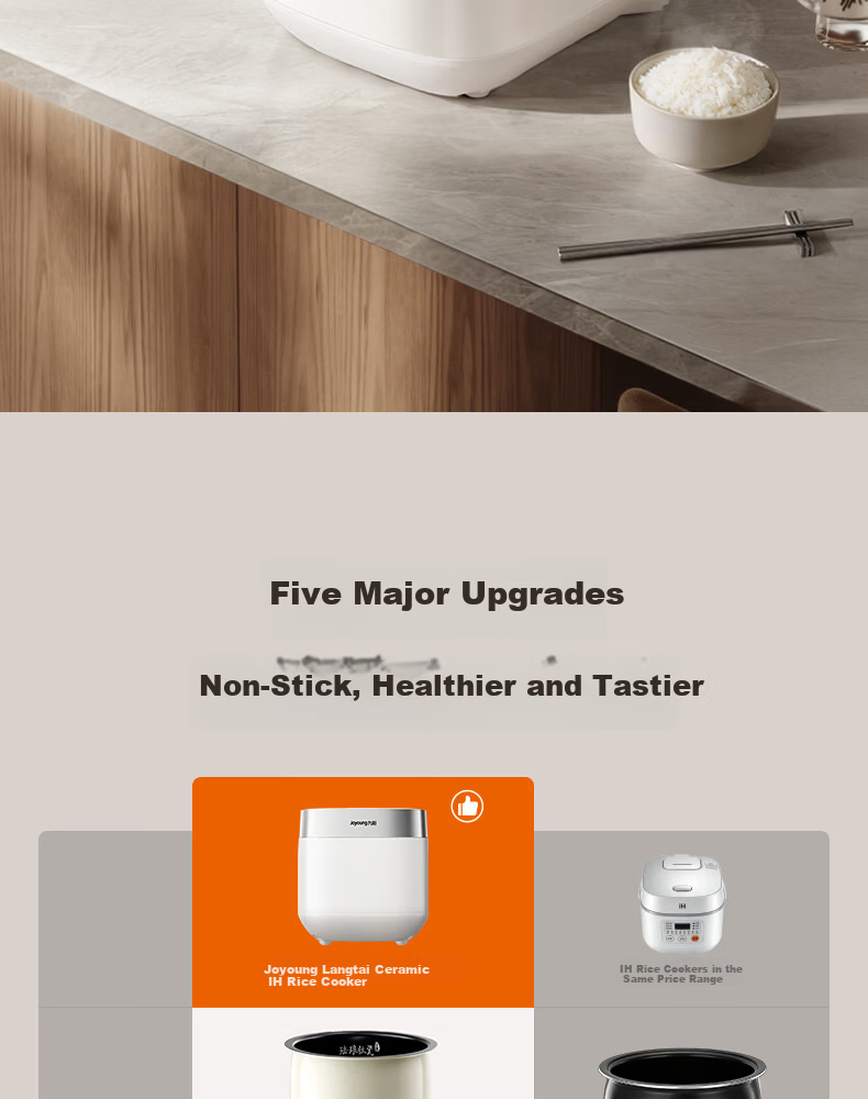 Joyoung 0 Fluoride Series Enamel Titanium IH Rice Cooker 4L 1200W Titanium Inner Pot 3-4 People Non-Teflon 6A Micro Pressure FF-PR1H02 (4L) 5
