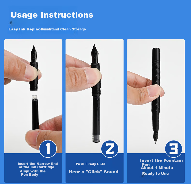 Ostrich Refillable Fountain Pen Ink Cartridges Compatible with Parker, Hero, Deli, M&G 3.4mm Fountain Pen Ink Cartridges, Ostrich Colored Ink Cartridges Boxed (10 Pieces) 6