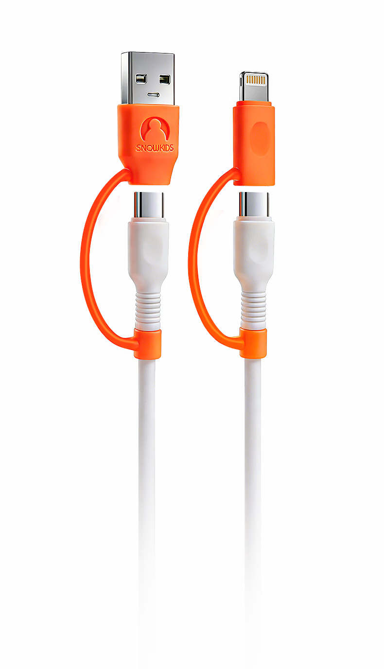 Snowkids Kevlar 100W Fast Charging Thickened Durable 4-in-1 Apple A+C to C+L Data Cable Full-Function Charging Cable 1m 2