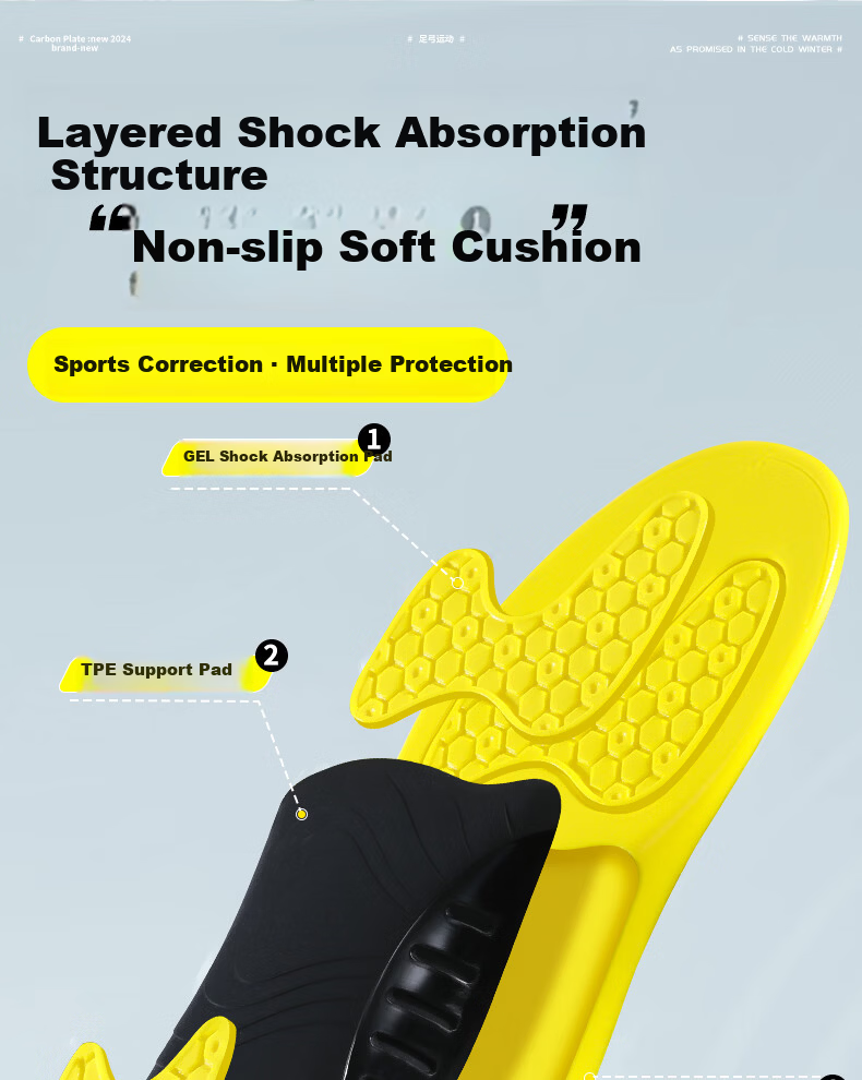 3515 Arch Support Insoles for Men Soft Thickened Anti-Odor Flat Feet Comfortable Sports High Elastic Shock Absorption 6