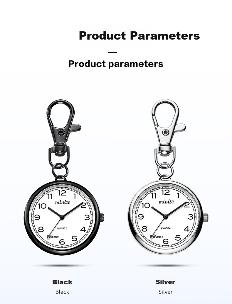 MINISO Compact Pocket Watch Keychain Luminous Unisex Civil Servant Digital Student Hanging Watch Children's Simple Elderly Watch 11