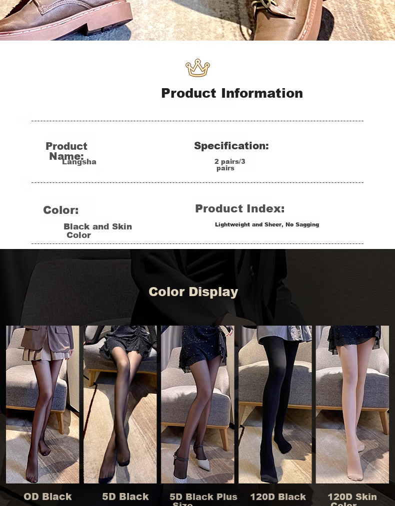 LangSha Black Sheer Pineapple Patterned Slimming Versatile JK Style Tights Pantyhose Nude Effect 5