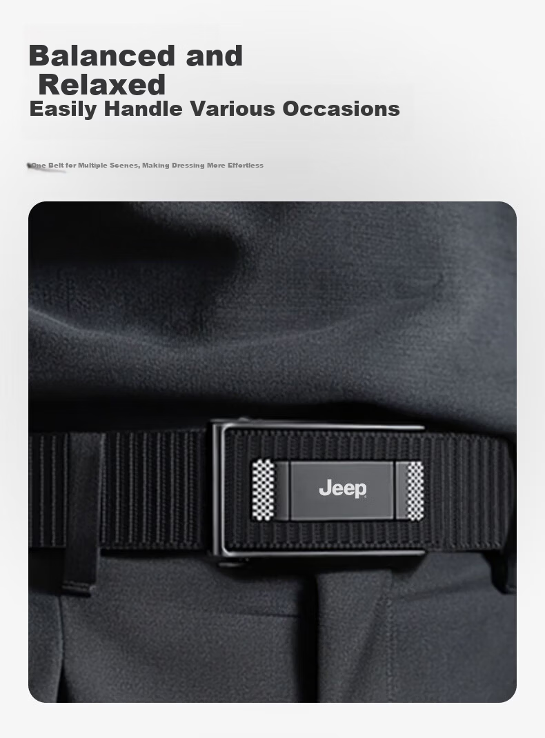 JEEP 2026 New Canvas Leather Men's Automatic Buckle Braided Casual Military Training Belt 8