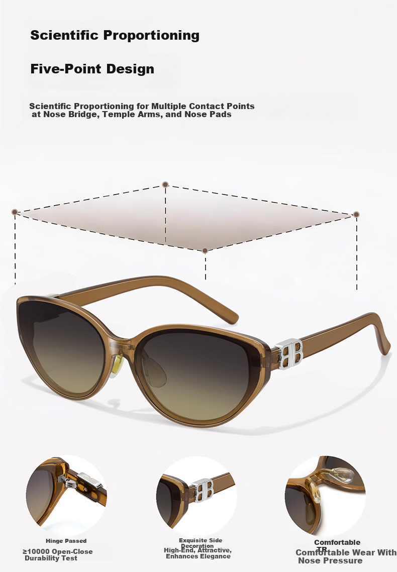 FENCHI Premium Cat Eye Sunglasses for Women 2026 New UV Protection Vintage Round Face Slimming Retro Sunglasses 9