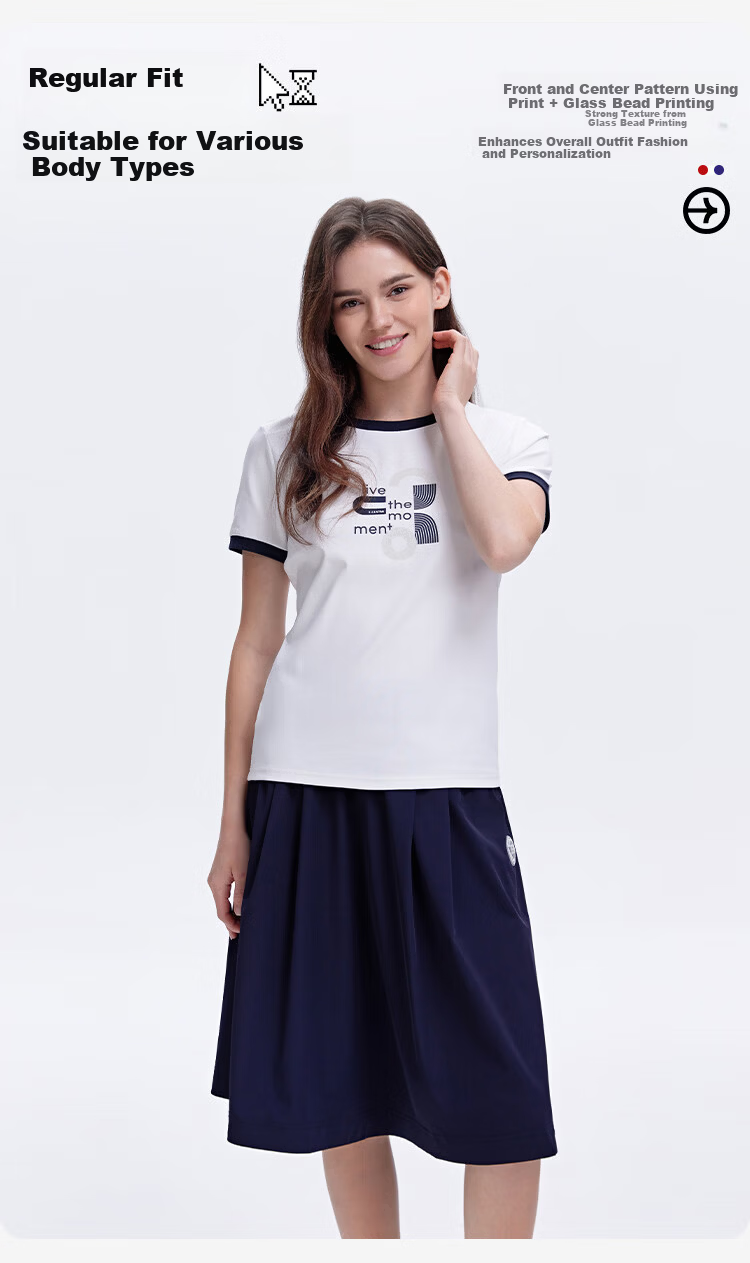 ELLE ACTIVE Versatile Letter Print Short Sleeve T-Shirt Women 2026 Summer Vibrant Colorblock Casual Sports Top White S 4