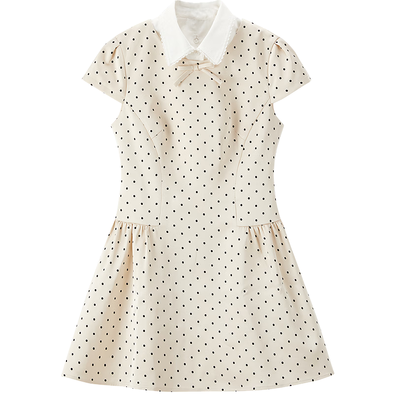 LeTing Original Printed Stiff Fabric Detachable Collar Dress Off-White (In Stock) L