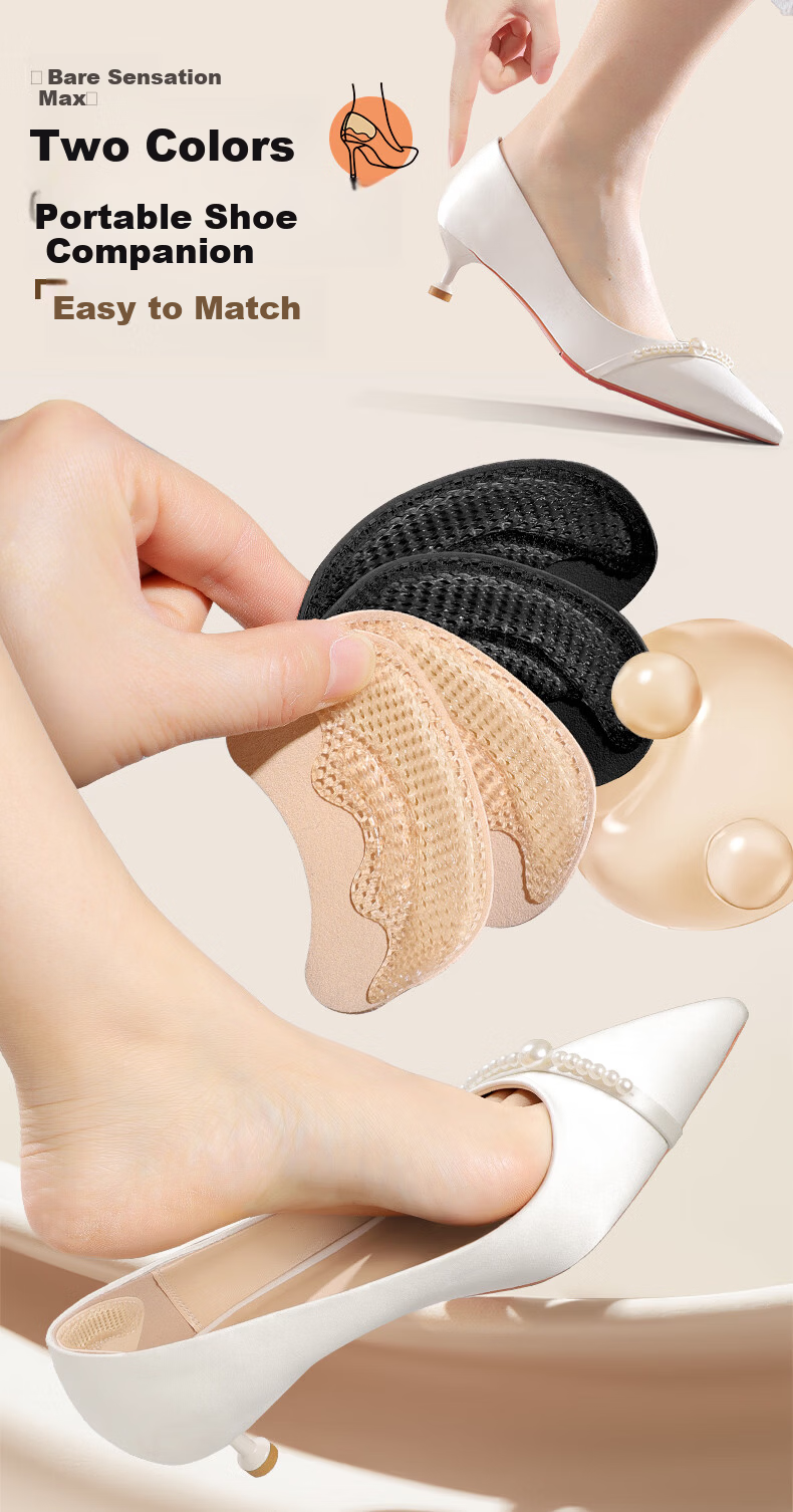Langsha 2 Pairs Silicone Heel Pads Anti-Slip Heel Protector Prevent Blisters High Heel Insoles Shoe Size Reducer for Women 9