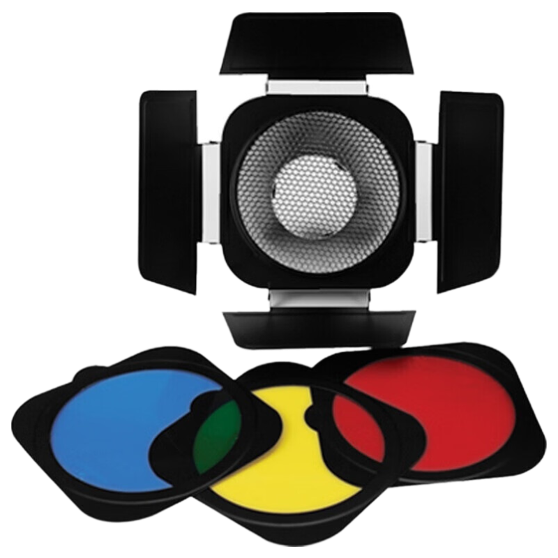 JINBEI JB-A Four-Blade Diffusion Hood, Honeycomb Mesh, Blue Red Yellow Pieces, Photography Accessory, 55-Degree Standard Light Shade, Specially Designed