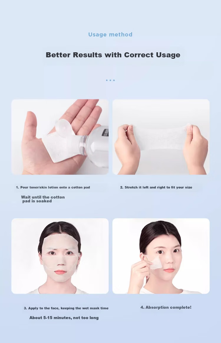 NHGAD Stretchable Open-Edge Facial Cotton Pads for Wet Dressing, Makeup Removal, Moisturizing Mask Paper 3-in-1 Perforated Sheets 16