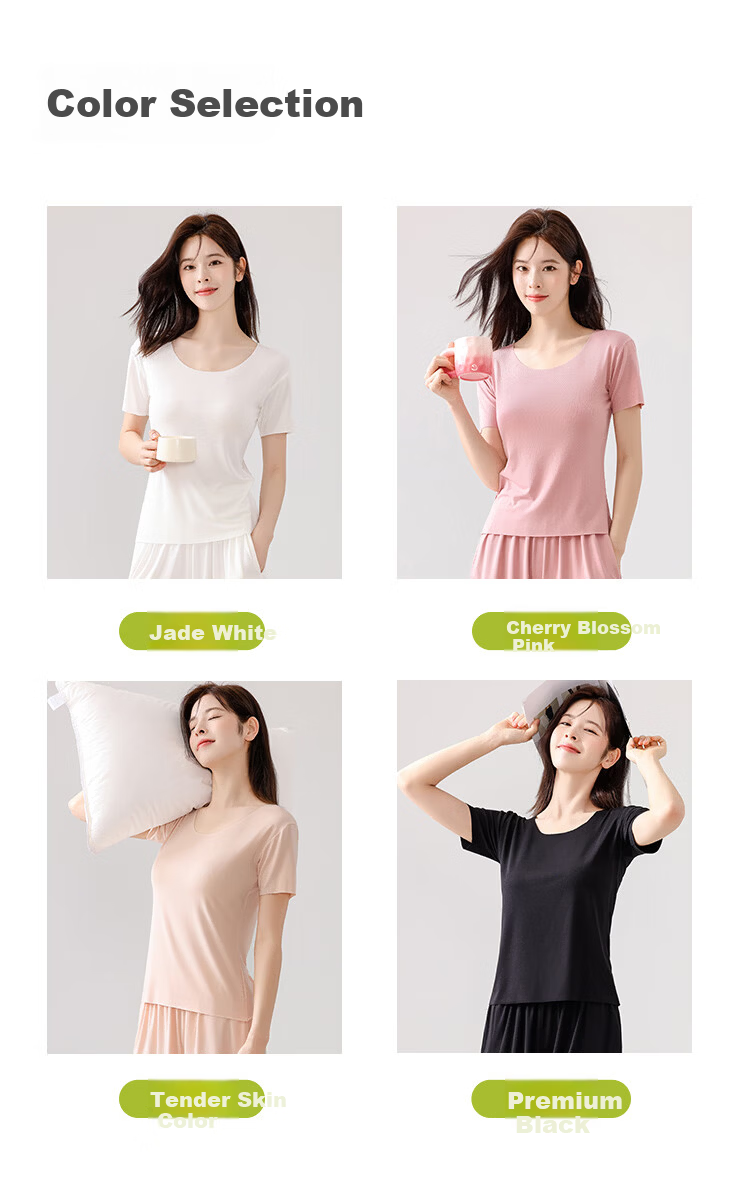 Miiow [Cool Modal] Women's Solid Color Slim Fit Soft Short Sleeve T-Shirt 12