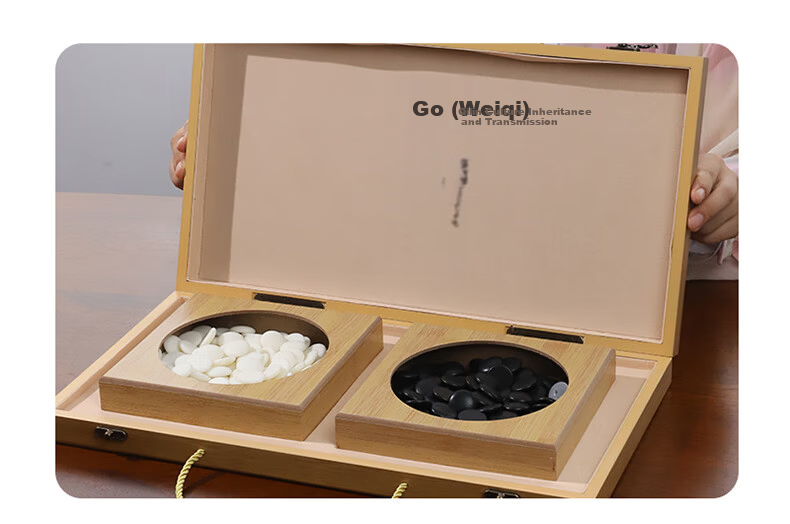 Guan Xiao Er Go Set Five-in-a-Row Foldable Portable Chessboard Handheld Gift Box Camping Wooden Box 361 Pieces 19x19 Black and White Stones 5