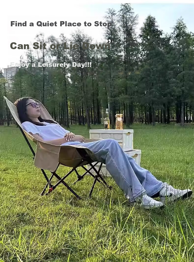 Shunyou Outdoor Folding Camping Chair Recliner Portable Folding Stool Fishing Stool Moon Chair with Footrest SY-1402 12