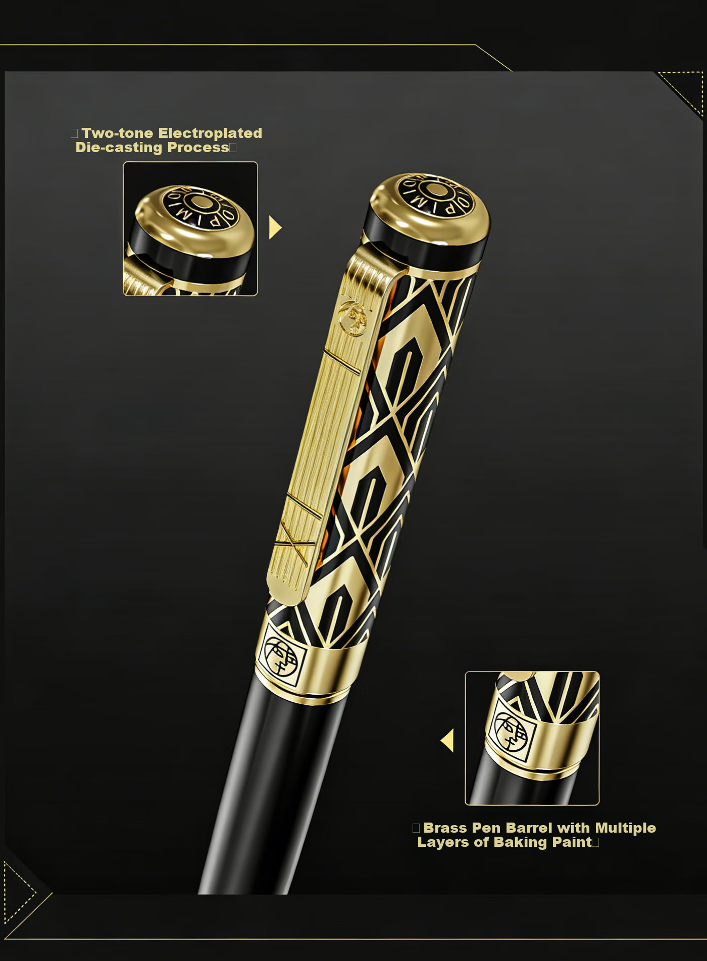 Pimio 5532 Black Gold Series Ballpoint Pen Set Signature Pen Writing Student Gel Pen Children's Day Gift Business Gift Box Set Unisex Handwriting Practice Black Gold 2