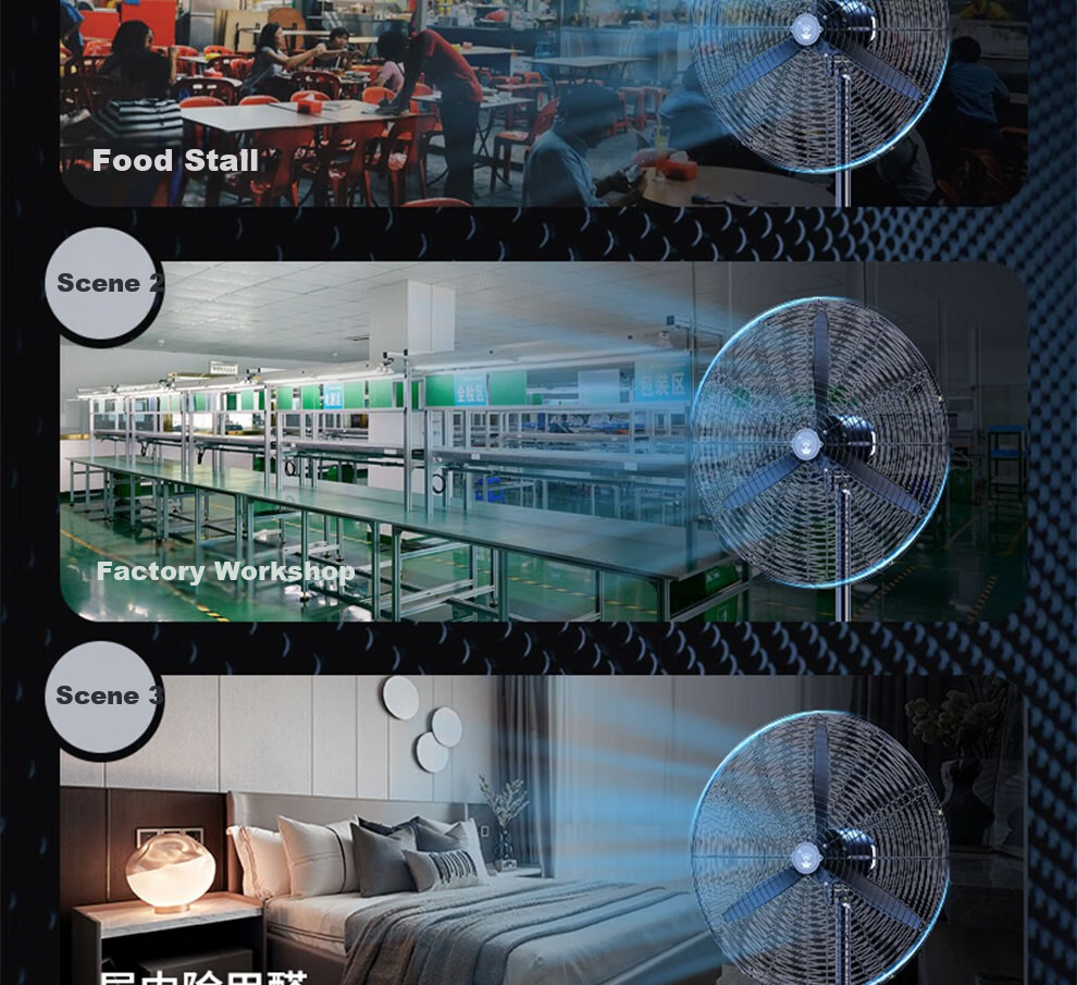 DIAMOND Industrial High-Power Copper Wire Bull Horn Fan Commercial Floor Standing Workshop Factory Ventilation Fan LX 8