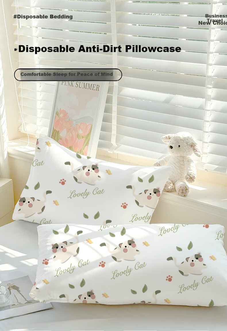 Qihaiqiu Disposable Pillowcases Thickened Anti-Dirt Travel Train Sleeper Portable Large Pillow Covers Hotel Bedding 4 Pieces 1