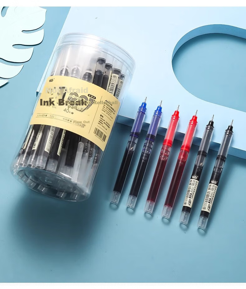 Xiaobaidian Red 0.5mm Neutral Liquid Rollerball Pen Full Needle Tube Red Correction Pen Large Capacity Carbon Ballpoint Pen 40pcs/Barrel RP007 8