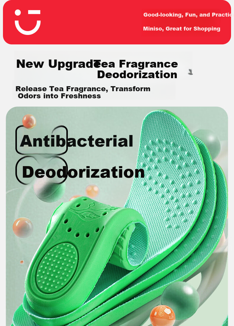 MINISO 2 Pairs Tea Scented Odor-Resistant Shock Absorbing Sports Insoles for Men, Soft and Breathable, Comfortable for Long Standing, Military Training, Size 39-40 Women 5