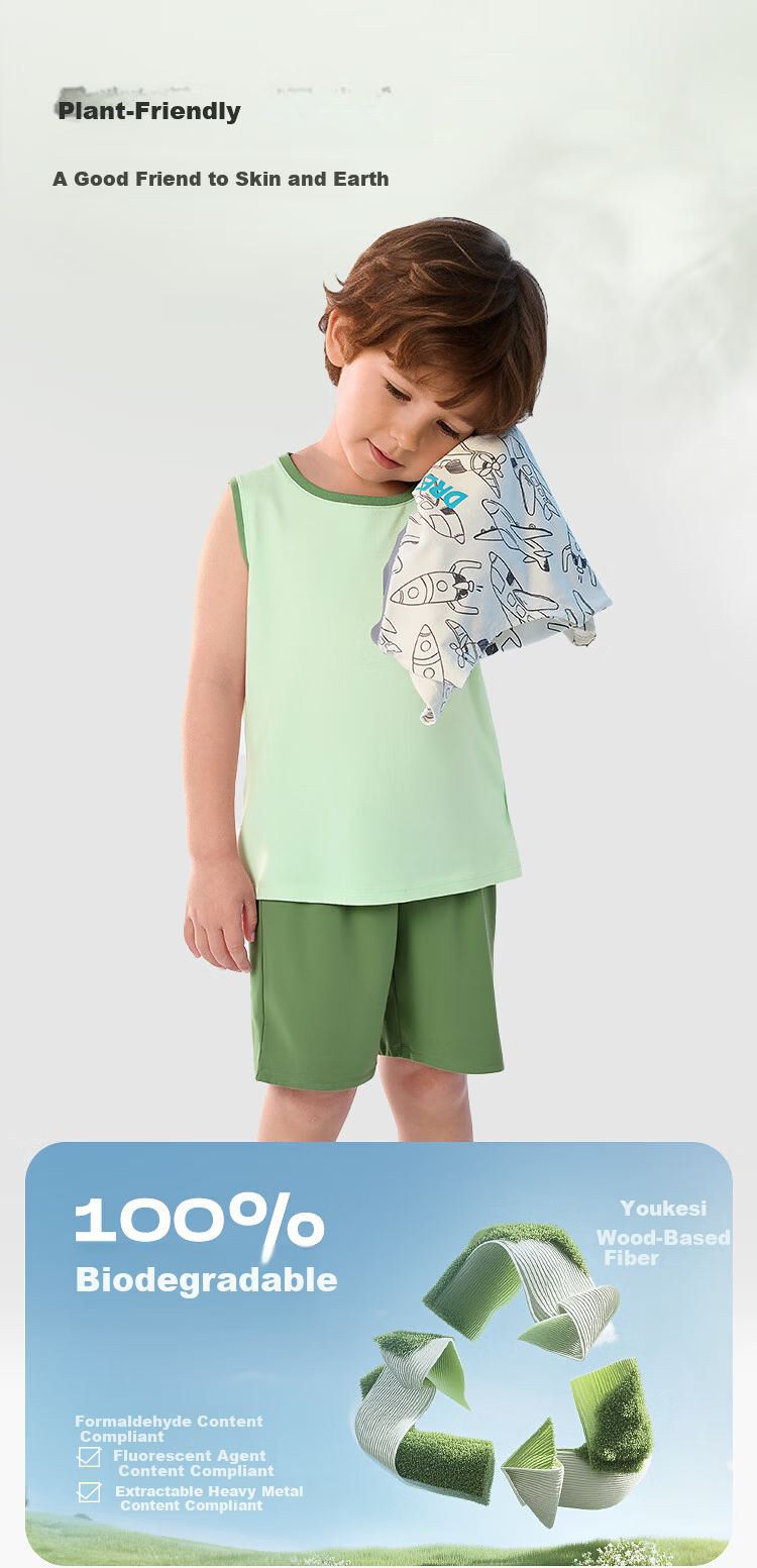Balabala Boys Sleeveless Vest Set Summer Air-Conditioned Children's Pajamas Toddler Baby Homewear Big Kids Sleeveless 7