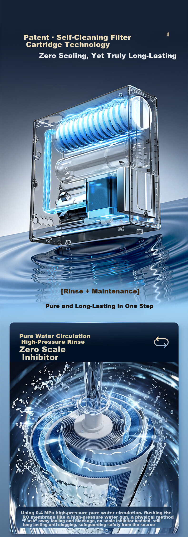Haier Fresh Water Self-Cleaning Water Purifier P3 with Scale Inhibitor 1200G Reverse Osmosis Pure Water Membrane 6-Year Long-Lasting HKC3000-R813D2U1 5