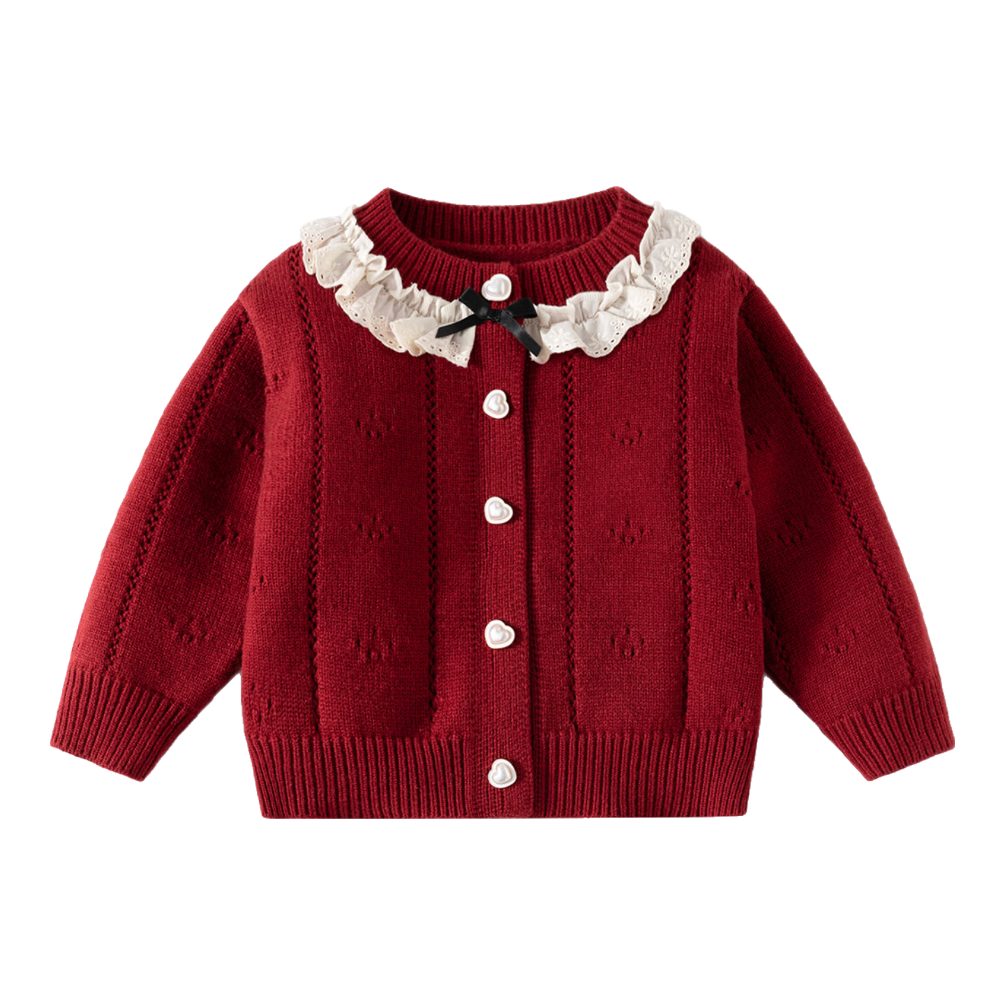Banxidi Girls Sweater Spring 2026 New Children's Knitted Cardigan Baby Red Autumn Jacket New Year Clothes