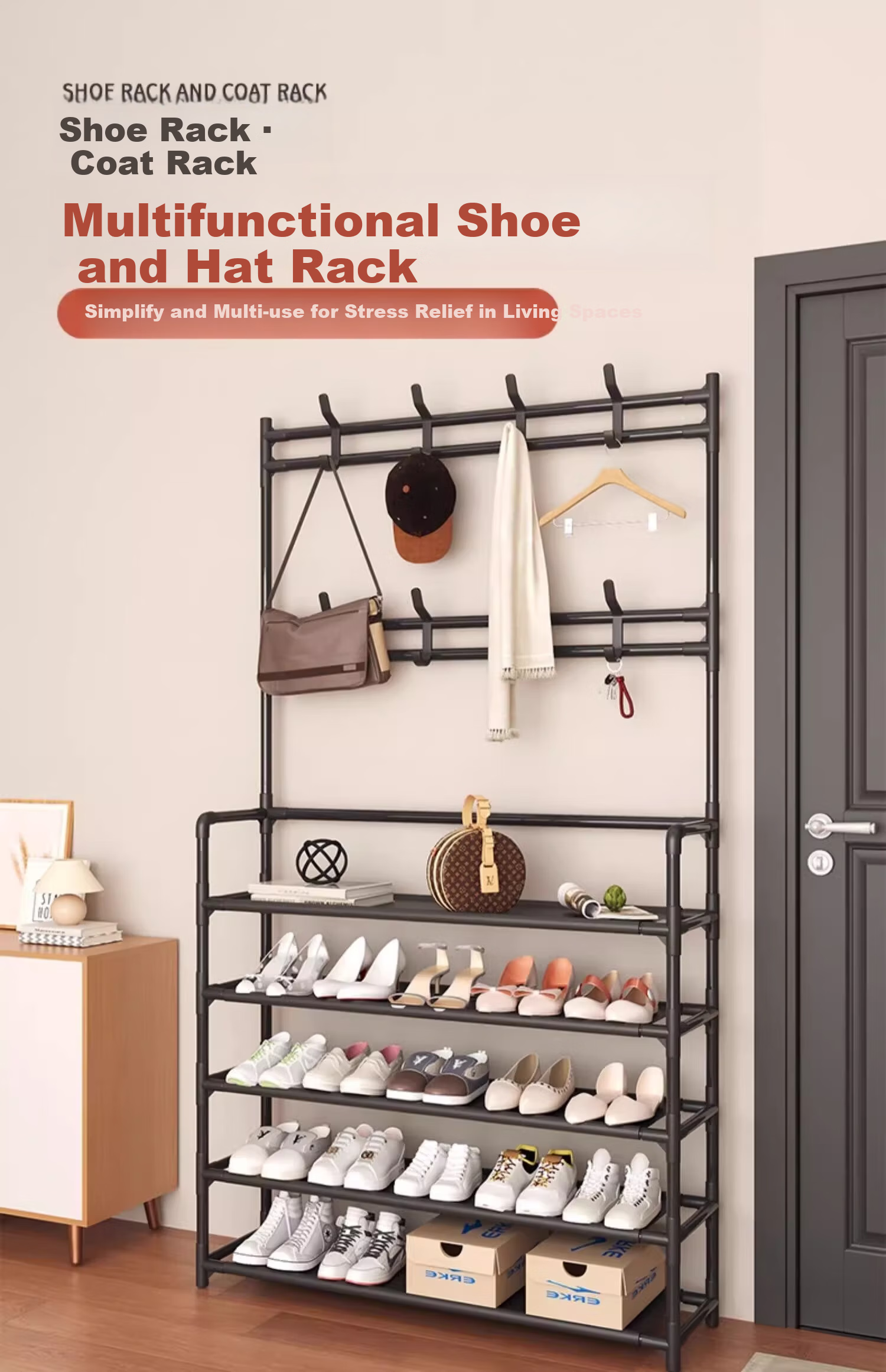 Wooden Double-Layer Shoe Rack Multi-Tier Home Shoe and Hat Storage Cabinet Entryway Organizer Dormitory Storage Shelf 1