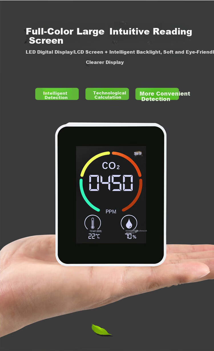 Honggong CO2 Concentration Detector High-Precision 3-in-1 Greenhouse Classroom Air Quality Monitor 1