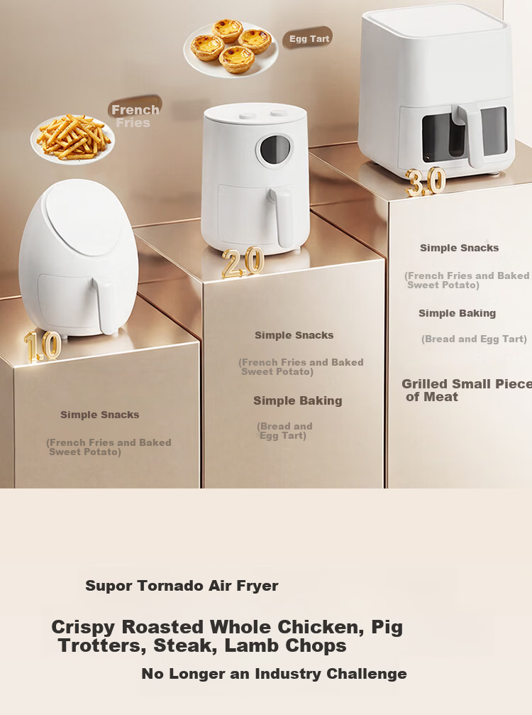 SUPOR Tornado Air Fryer Dual Heat Source 6.5L Fully Automatic Fryer and Oven Titanium New Steam Tender Fry KD65D852 3