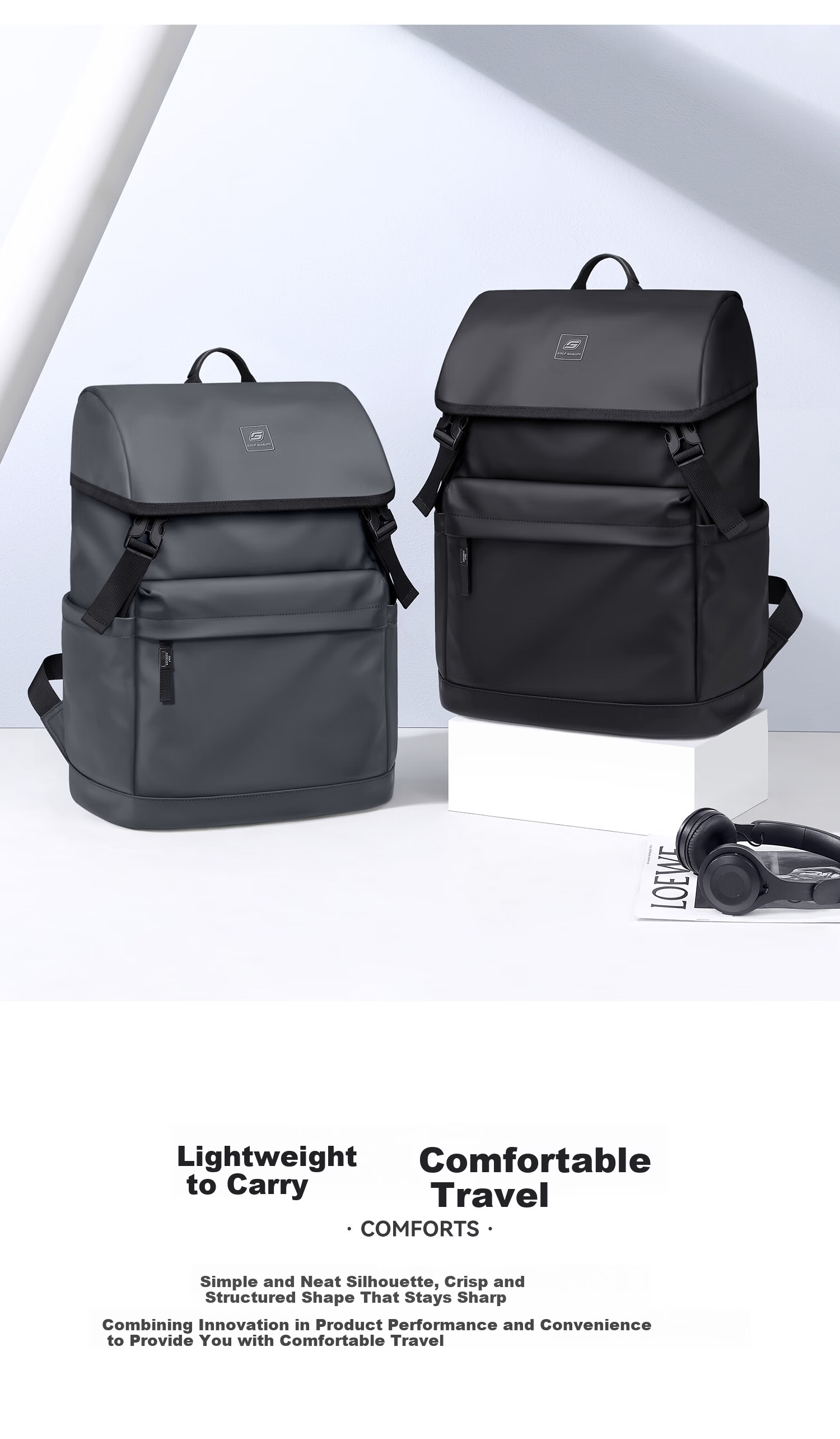 GOLF Men's Travel Backpack 15.6/16 Inch Laptop Bag Student School Backpack Flap Business Commuter Backpack 3