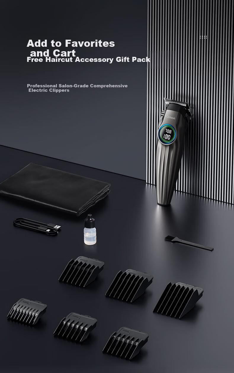 Qiman Professional Electric Hair Clipper Barber Haircut Trimmer Oil Head Salon Barber Shop Electric Hair Trimmer Gradient Engraving Adult Haircut Tool Full Set 2026 New Model 1