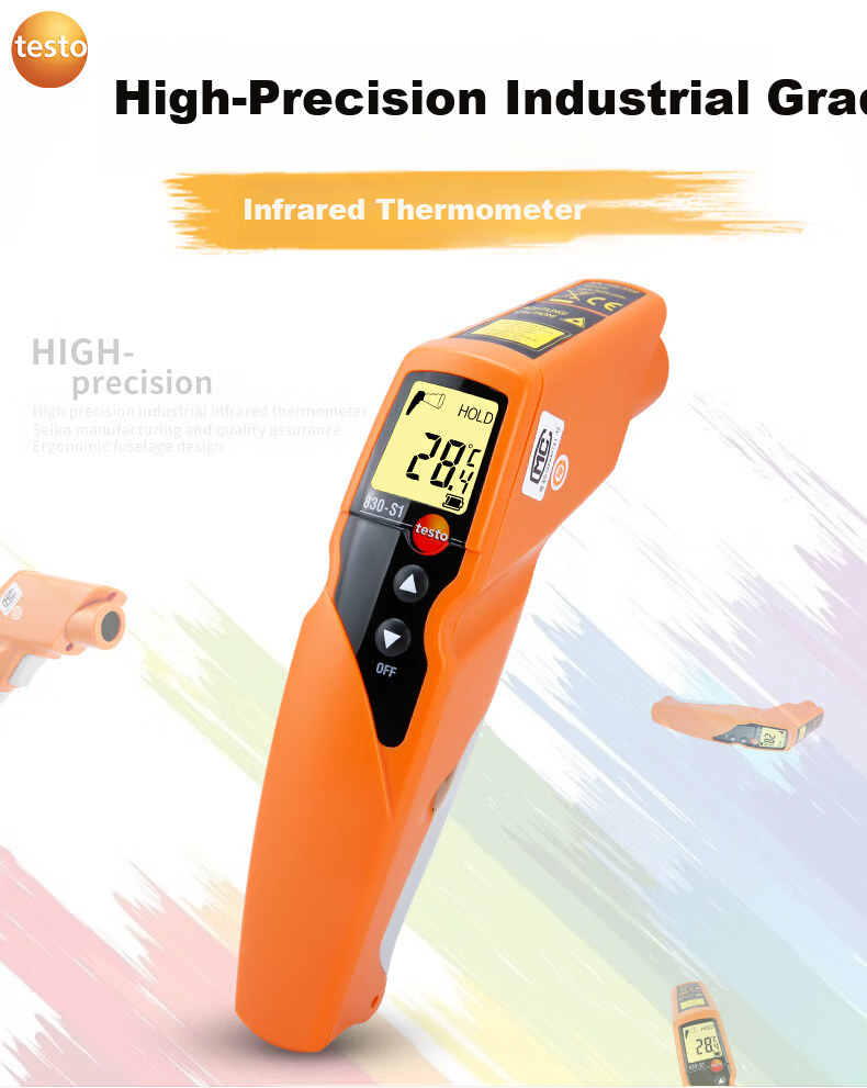 Testo Infrared Thermometer TESTO830S1 Industrial Temperature Gun Handheld Electronic Temperature Meter for Object Temperature Measurement 1