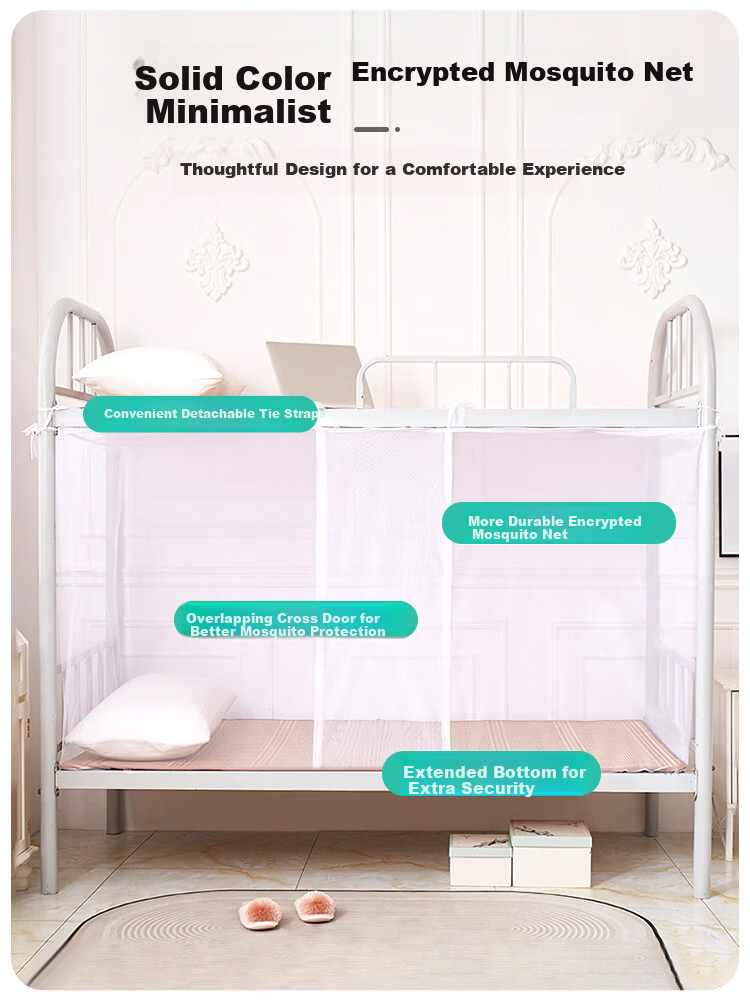 9i9 Children's Mosquito Net Summer Student Dormitory Single Bed No-Installation College Dorm Lower Bunk Mosquito Net with Hooks 2