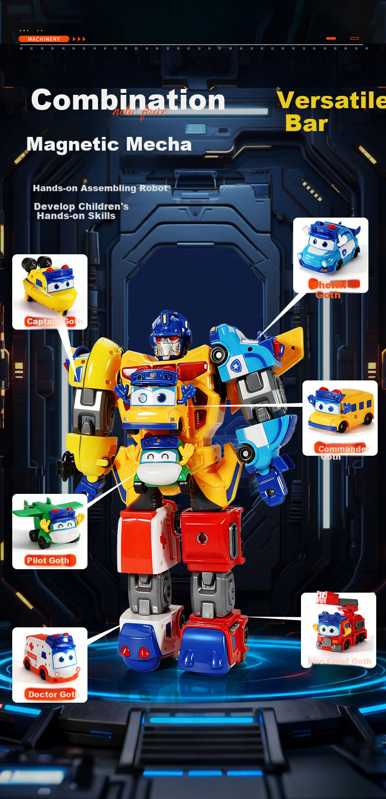 Anby Families Kids Transformable School Bus Fire Truck Toy 3-6 Years Boys Car Model Children's Day Gift 6