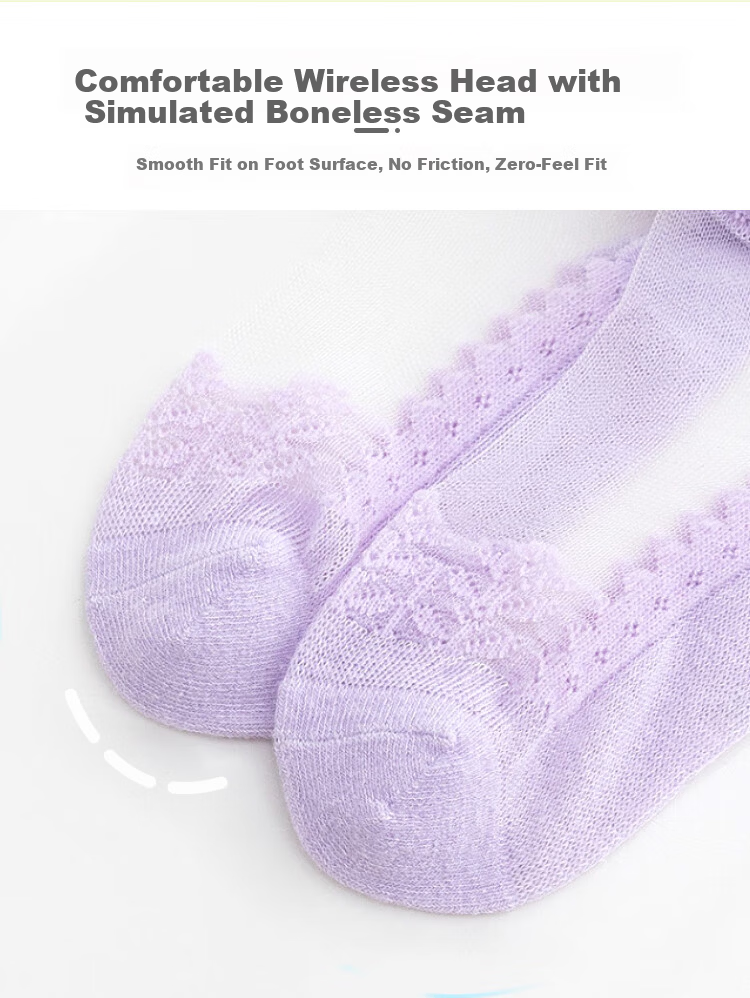 9i9 Children's Summer Thin Crystal Silk Baby Mesh Socks Cotton Lace Student Short Socks 3 Pairs A363 4