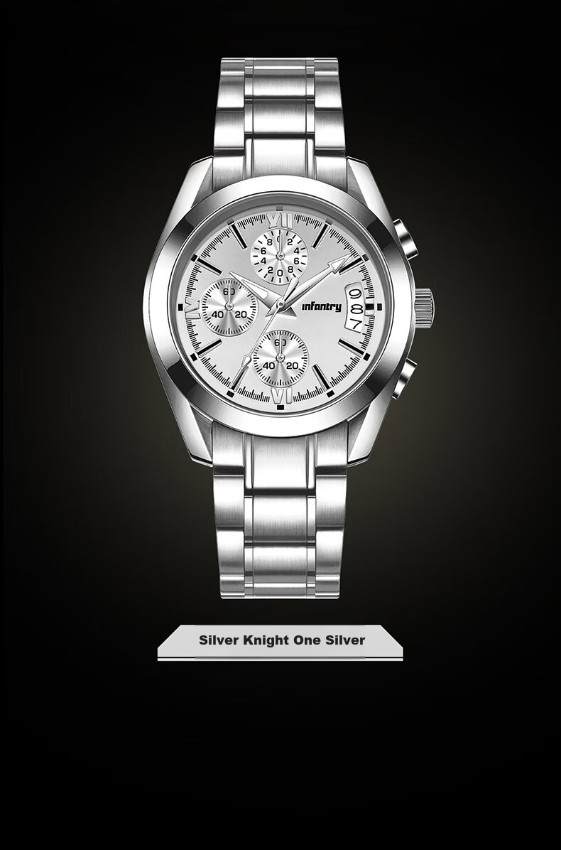 INFANTRY Eagle Black Knight Men's Fashion Waterproof Steel Band Business Quartz Watch Birthday Gift for Boyfriend 14