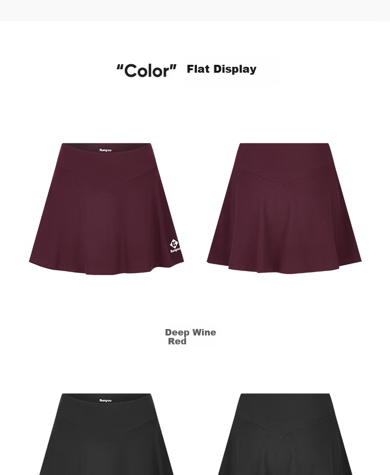 KUMPOO Women's Badminton Apparel Simple Versatile K261W-7182 Skirt Black L 16