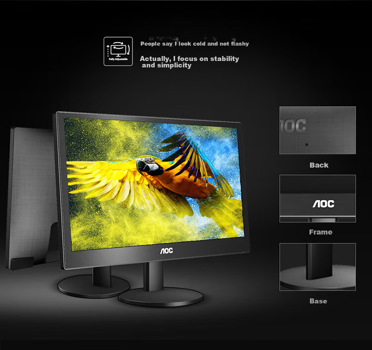 AOC E1670SWUE 15.6-inch Wall-Mountable LED Backlit Energy-Saving Business Office Monitor Black Corporate Use 2