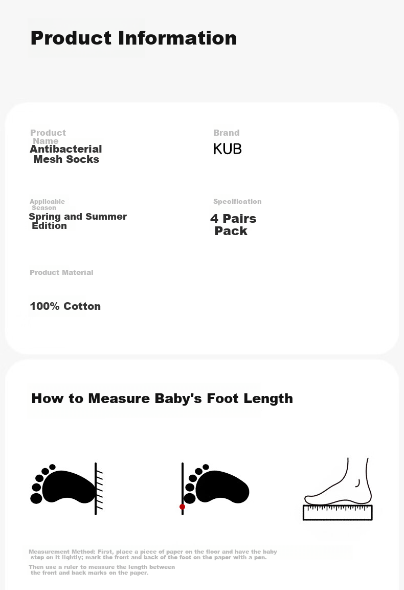 KUB Baby Socks Summer Thin Spring Autumn Breathable Mesh Newborn Toddler Seamless Short Socks Pink - 4 Pairs 11