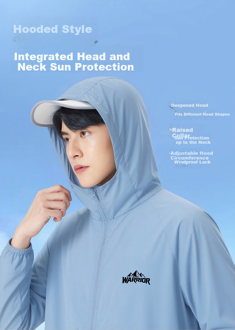 Warrior Men's Summer Sunscreen Jacket Ice Silk UV Protection Lightweight Breathable Fishing Skin Jacket Light Gray 3XL 1