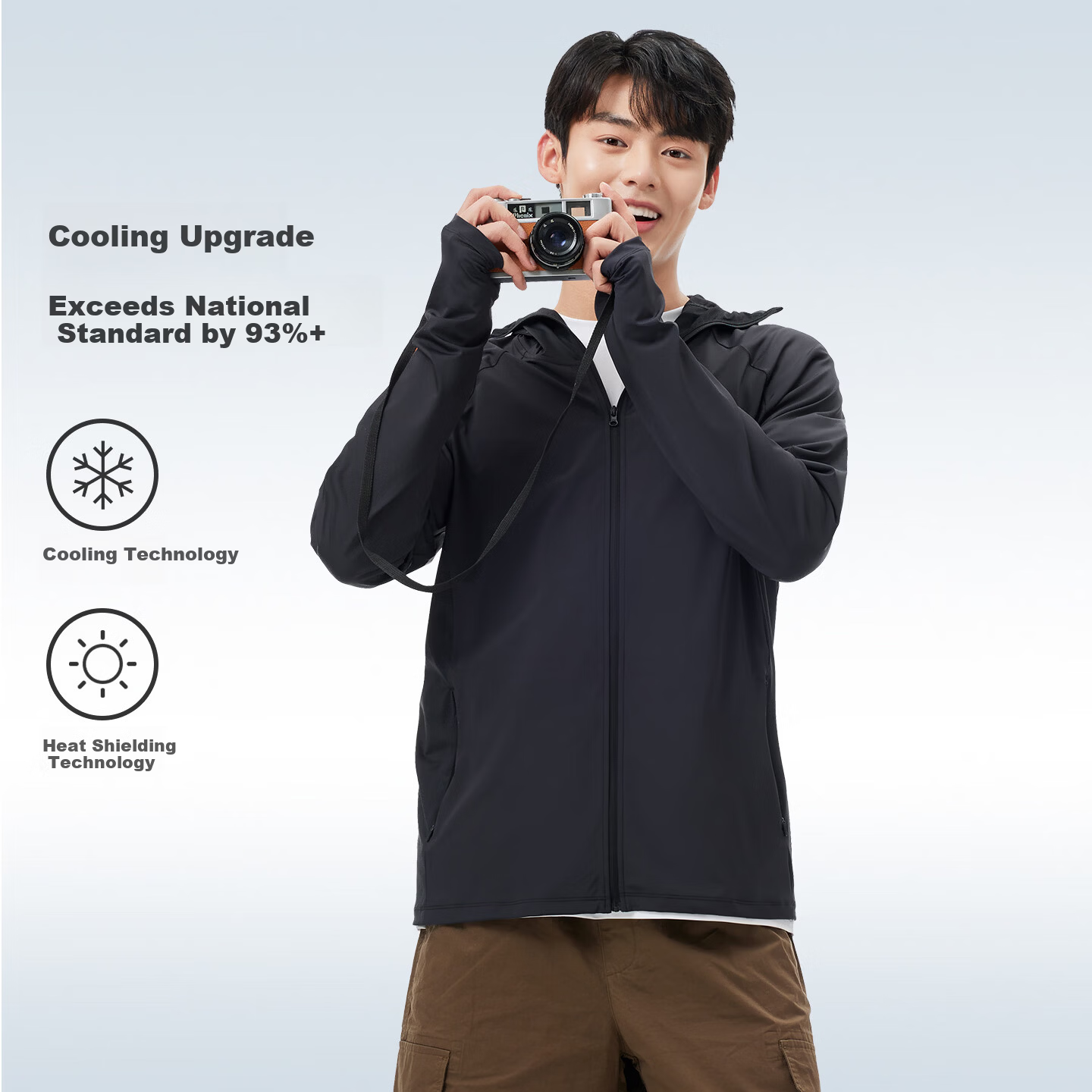CAMEL Bubble Ice Outdoor Original Yarn Silver Coated Sunscreen Jacket UV Protection Lightweight Breathable Cooling Heat Shield Sun Protection Coat