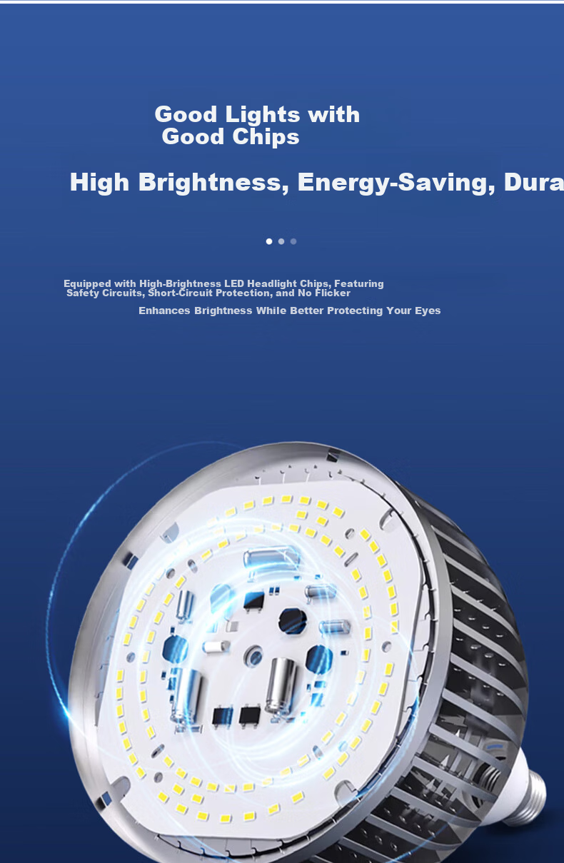 BOSAN LED Bulb 50W High Power Fin Heat Dissipation Bulb Factory Warehouse High Brightness 6500K Energy Saving Waterproof Industrial Lamp E27 Screw Base 2-Pack 6
