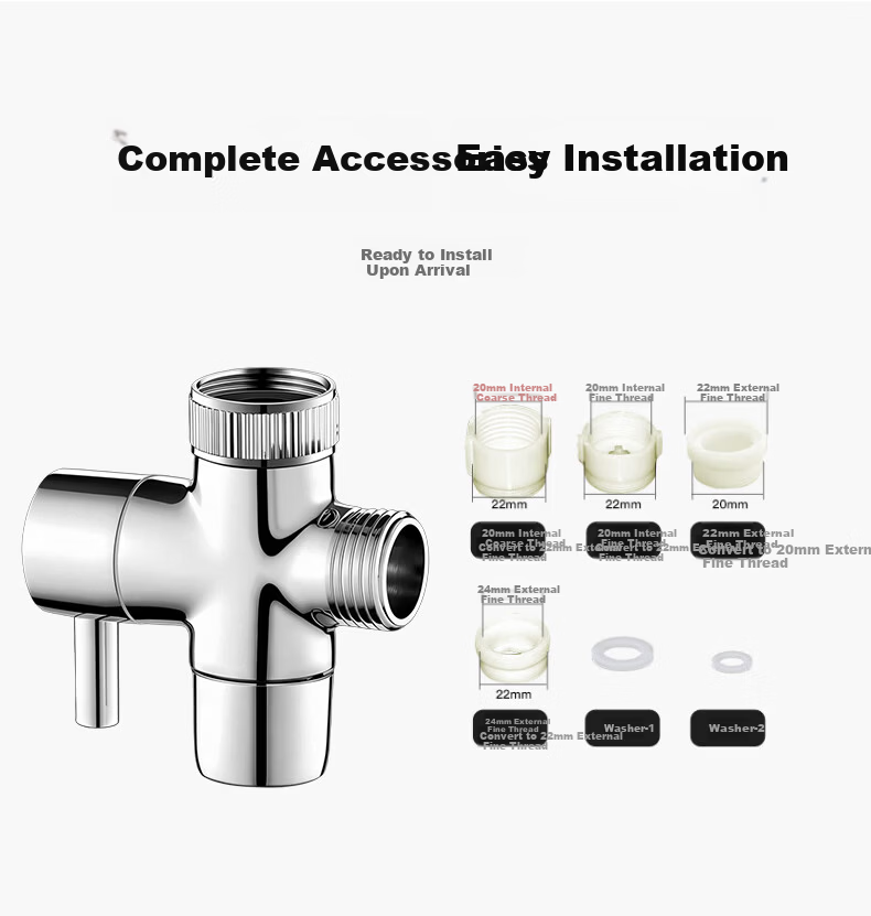 HSPA Faucet 1-in-2-out Adapter Shower Diverter Angle Valve Tee 1/2" Connector with Switch HS-96 10