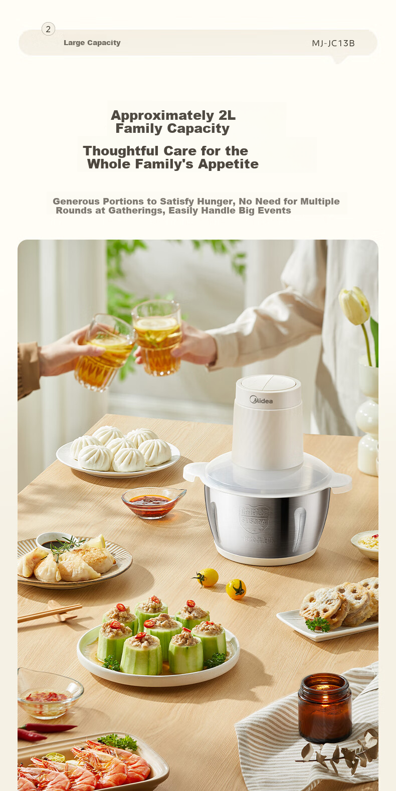 Midea 5L Meat Grinder Household Large Capacity Stainless Steel Cup 1000W High Power Electric Multifunctional Chopper Mixer Meat Mincer BL90R03 3