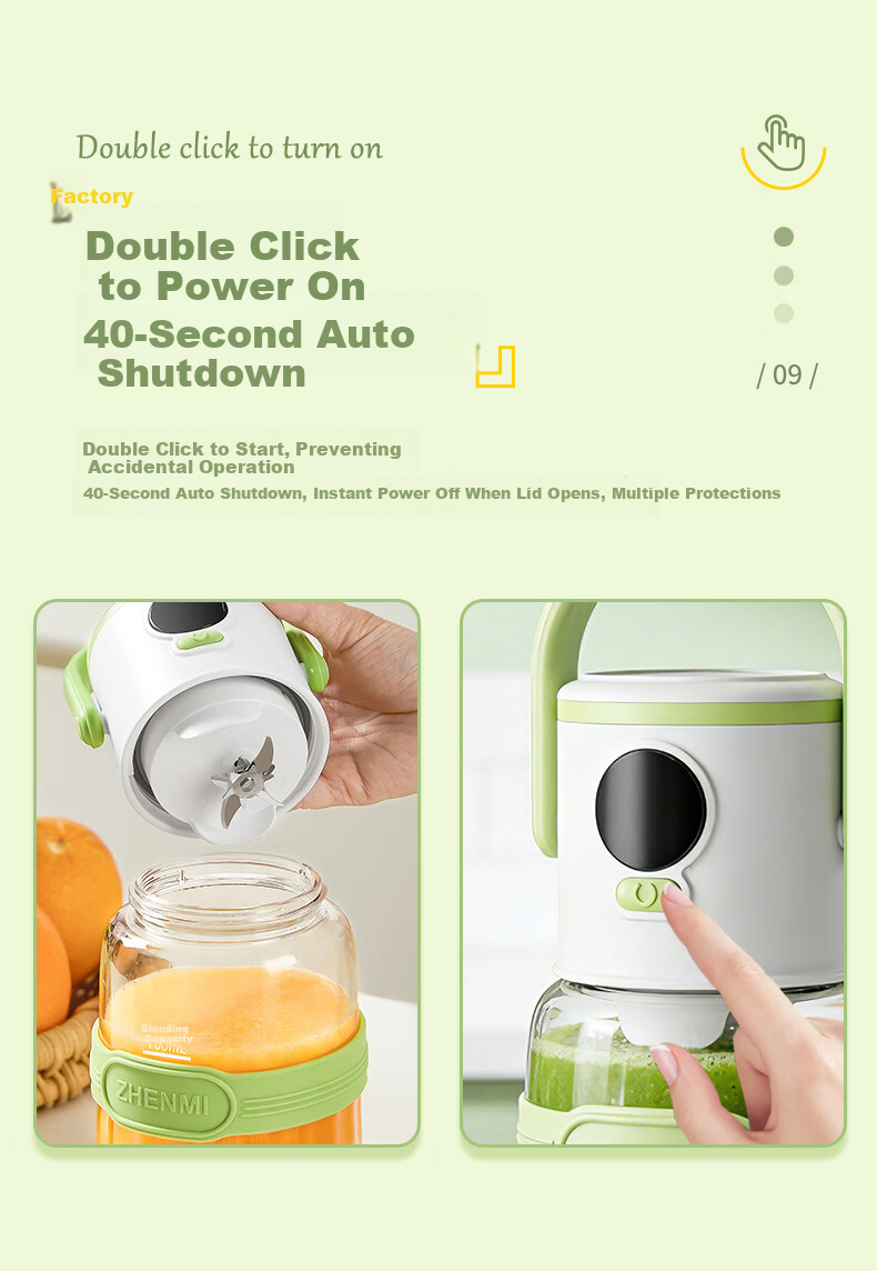 Zhenmi [Top Streamer 10% Off] Small Portable Juicer [J15 Upgraded Version] Multifunctional Juicer with Double Lid Smoothie Blender Cup 13