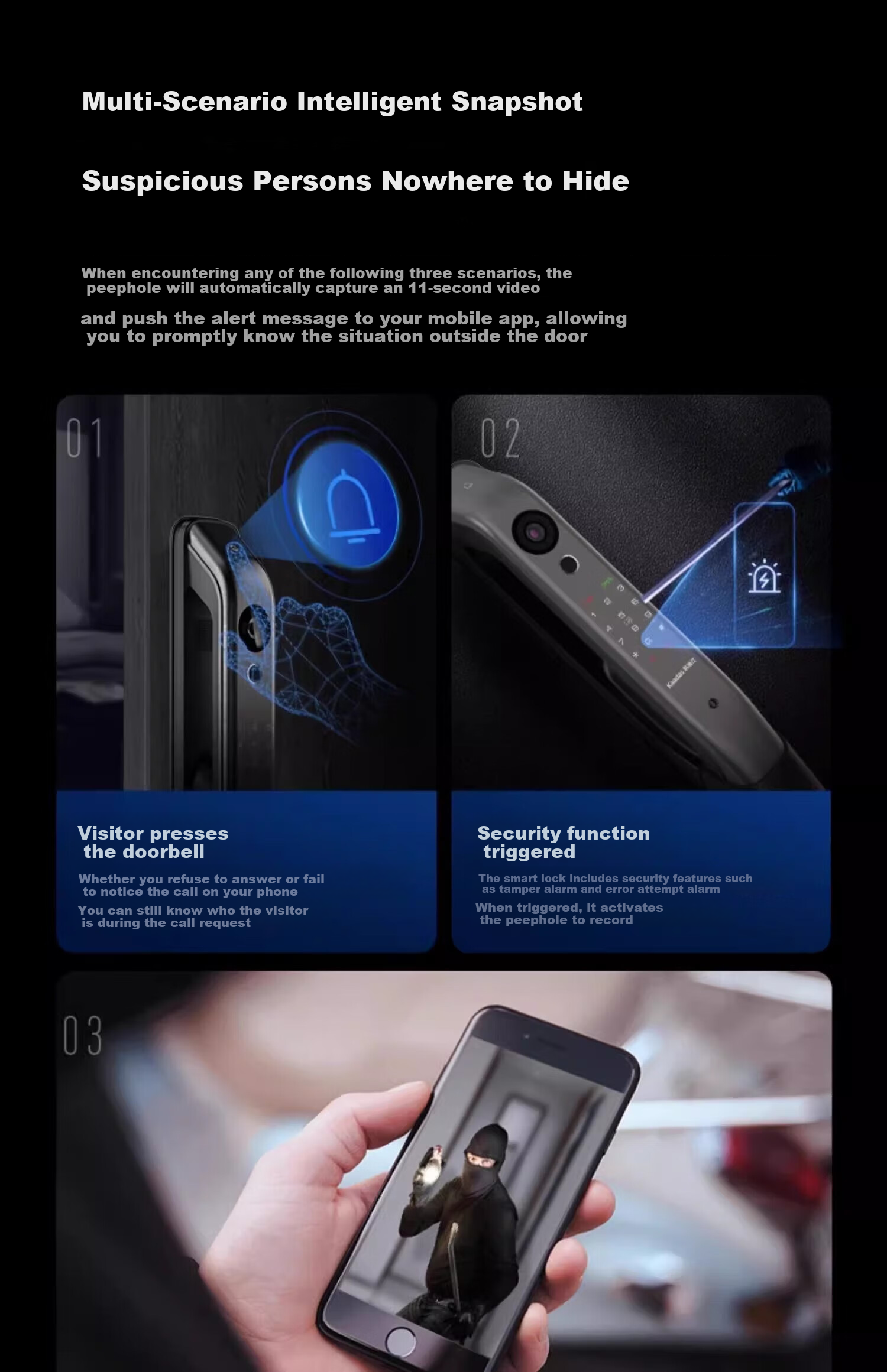 KAADAS Smart Lock Visual Peephole HD Fingerprint Electronic Lock Fingerprint Smart Lock Genesis K20-V(V2) Red Copper 6