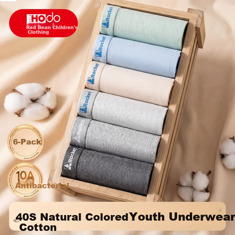 Hodo Kids Antibacterial Cotton Blend Boys' Underwear 10A, Multicolor, 6-Pack, Size XL