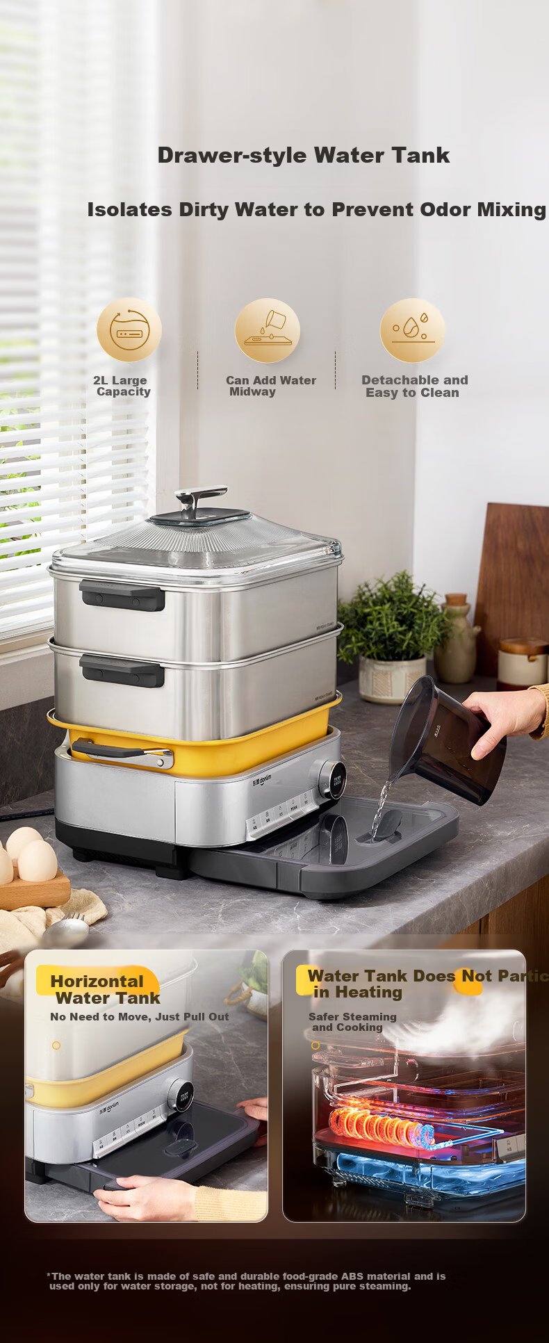 Donlim 20L Stainless Steel Electric Steamer Multi-Function Cooker 3-in-1 Steaming, Stewing, Boiling Electric Hot Pot DL-1007 13